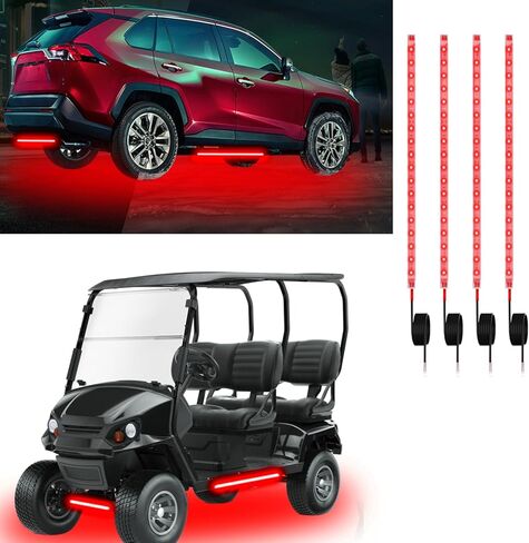 YONGMING 12v Car Led Lights Exterior, Golf Cart Led Lights Underbody,Flexible Drl Led Strip,12.6" 18 Led For Car,Motorcycles,Underbody,RV Boat,Pickup，4PCS in Saudi Arabia