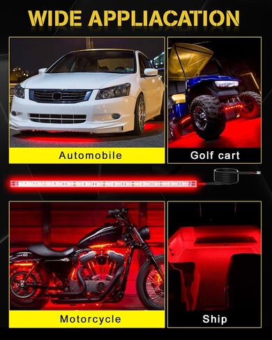 YONGMING 12v Car Led Lights Exterior, Golf Cart Led Lights Underbody,Flexible Drl Led Strip,12.6" 18 Led For Car,Motorcycles,Underbody,RV Boat,Pickup，4PCS in Saudi Arabia