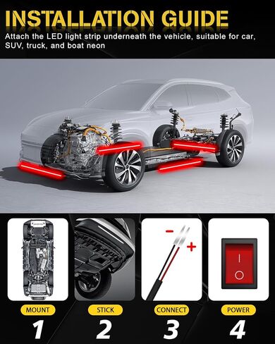 YONGMING 12v Car Led Lights Exterior, Golf Cart Led Lights Underbody,Flexible Drl Led Strip,12.6" 18 Led For Car,Motorcycles,Underbody,RV Boat,Pickup，4PCS in Saudi Arabia