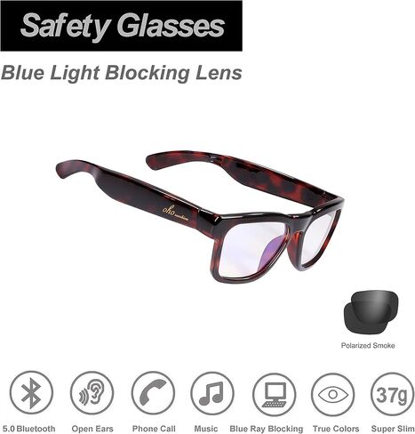 OhO Smart Glasses,Safety Glasses with Bluetooth Speaker,Indoor/Outdoor UV Protection and Voice Control,Unisex(Blue Light Lens) in Saudi Arabia