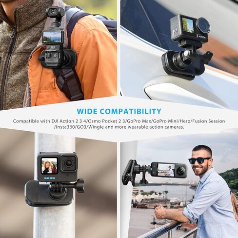 STARTRC OSMO Pocket 3 360° Rotation Magnetic Backpack Clip Mount Shoulder Strap Expansion Adapter Accessories for DJI Pocket 3/OSMO Pockt/Action Cameras in Saudi Arabia