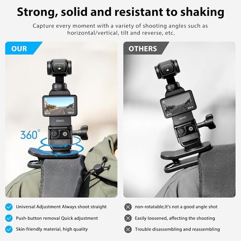 STARTRC OSMO Pocket 3 360° Rotation Magnetic Backpack Clip Mount Shoulder Strap Expansion Adapter Accessories for DJI Pocket 3/OSMO Pockt/Action Cameras in Saudi Arabia