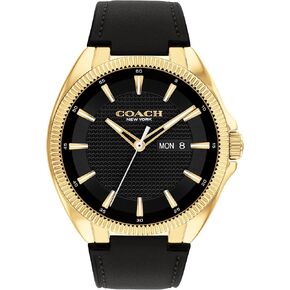 Coach Jackson Men's Watch -3H Quartz Watch with Day Date Window - Genuine Leather Strap - Water Resistant 3 ATM/30 Meters - Premium Fashion Timepiece for Everyday Style - 45mm
