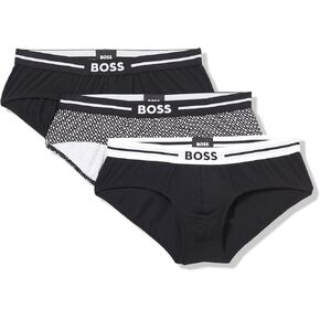 BOSS Men's 3-Pack Multi Design Bold Logo Hipster Briefs