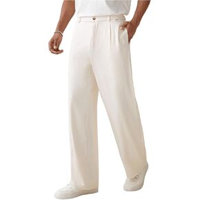 OYOANGLE Men's Business Casual Dress Pants Zipper Fly Straight Leg Trousers Dressy Slacks with Pocket