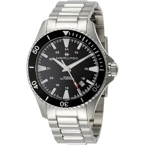 Hamilton Watch Khaki Navy Scuba Auto | Swiss Made | 40mm Stainless Steel Case | Black Dial Analog Watch | Silver Stainless Steel Bracelet (Model: H82335131)