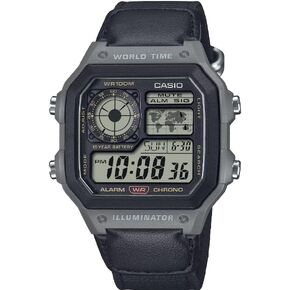Casio AE1200 Series |Black/Gray | LED Illuminator | World Time | 10-Yr Battery | Chronograph | Alarm