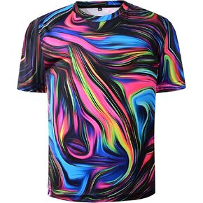 Boys Colorful Neon T-Shirts 3D Printed Hippie Tee Kids Short Sleeve Graphic Design Tee Shirt