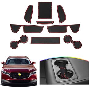 SKTU for 2023 2024 2025 Mazda CX-30 CX30 Door Slot Mat 2020-2025 CX-30 CX30 DM Non-Slip Interior Door Groove Gate Pad Fit Door Compartment Cup Center Console Liners Car Accessory Decoration (Red)