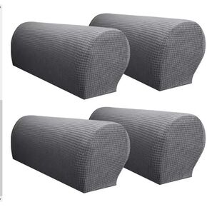 Arm Rest Covers Arm Slipcovers Stretch Armchair Arm Covers Soft Polyester Arm Caps Non Slip Furniture Protector for Chair, Sofa, Couch Pack of 4 (Black)