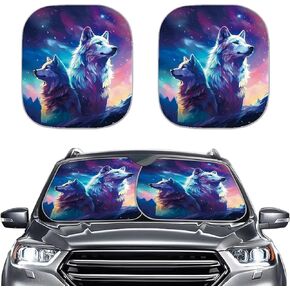 Xhuibop Sunflower Highland Cow Car Sunshade for Windshield Cover 2 Pcs Foldable Sun Shade for Truck Front Window Shield Shade Block UV Rays and Lights