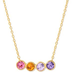 EVE'S ADDICTION Personalized Gold Tone 4 Stone CZ Birthstone Necklace for Mom (16" chain with 2" extender) - Women's Custom Birthstone Necklace - Custom Jewelry - Gifts for Mom