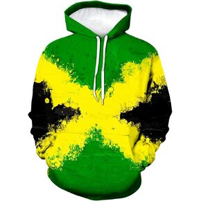 Lurhonp Jamaican Flag Hoodie Jamaica Long Sleeve Hoodie Sweatshirt for Men Women