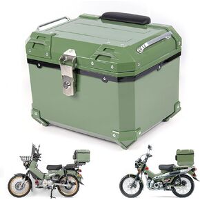 Motorcycle Tail Box, 45L Universal Motorcycle Top Case, ABS Resin Motorcycle Tail Bag with Security Lock, Waterproof, Motorcycle Trunk Storage Box for Helmet Luggage (Pearl Organic Green, 45L)