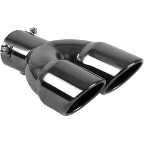 Vechkom 2.5 Inlet Dual Black Exhaust Tips Stainless Steel Car Tail Pipe 3" Outlet Car Muffler Adjustable For Most Vehicles Exterior Rear Tip Pipe