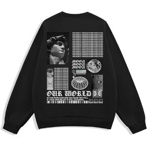 GORGLITTER Men's Letter Graphic Print Pullover Tops Crewneck Long Sleeve Sweatshirt