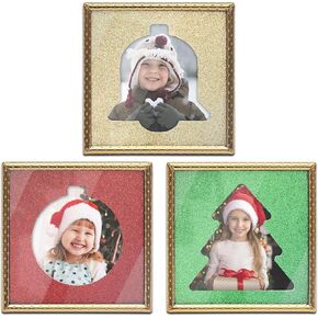MIMOSA MOMENTS Bling Picture Frame Ornament for Wedding & Holiday, 3pcs 3x3 hanging frames (3x3)