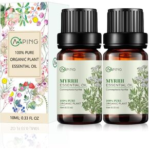 2-PACK Myrrh Essential Oil - 100% Pure Organic Natural Plant (Commiphora myrrha) Myrrh Oil for Diffuser, Aroma, Spa, Massage, Yoga, Perfume, Body - 2x10ML