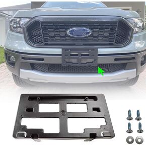 Front License Plate Frame for Ford Ranger 2019 2020 2021 2022 2023 NO Drill Front Bumper License Plate Holder Mounting Bracket Replace # KB3Z17A385A FO1068176