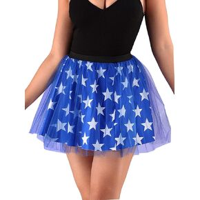 TWINKLEDE Women's 4th of July Tutu Red White Blue Stars Skirt Funny Patriotic Tutus Independence Day Party Skirts in Kuwait