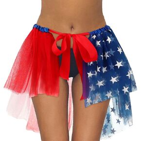 TWINKLEDE Women's 4th of July Tutu Red White Blue Stars Skirt Funny Patriotic Tutus Independence Day Party Skirts