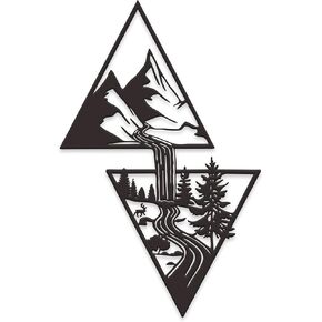 Xedatric Elegant Metal Mountain Wall Art – Perfect Nature, Forest & Waterfall Decor for Rustic Cabin or Bedroom – Durable & Lightweight Home Accent