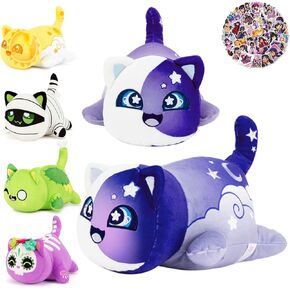 61-PCS-Moon Cat Plush +60-Stickers-Plush,Cat Plush Toys Blind Box Cat Plush Series-100% Polyester Embroidery Plush Pillow-Cute Popular Cat Plush Collectibles(Moon Cat Plush)
