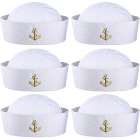 Boao 12 Pcs Sailor Hat White Sailor Costume Hat Captain Caps Nautical Hats Decor for Women Men Summer Sailor Costume Halloween Party supplies