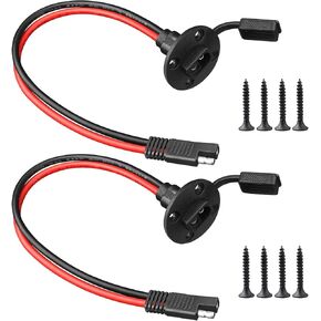 10AWG Solar SAE Power Socket Sidewall Port SAE Quick Connect Solar Panel Flush Mount Connector Plug Cable for Solar Generator Battery Charger 1Pair(with 8 Screws)