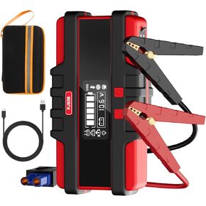 PJS06 2500A Car Battery Jump Starter, Portable 12v Battery Booster, Jump Box and Charger, with Voltage Detection, Built-in Protection and LED Warning Light for 8.0l Gas and 6.5l Diesel