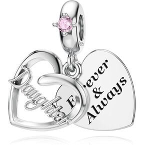 DALARAN Sister Mother Daughter Wife Charms for Bracelet Forever Always Love Charm for Birthday Christmas Sterling Silver Dangle Charm