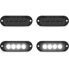 4PCS Red Amber 3.3 Inch 4LEDs Trailer Marker Lights Clearance Indicator Lights Surface Mount Exterior Front Rear Side Marker Lights For Trailer Truck Boat Tractor Van RV (Red + Amber)