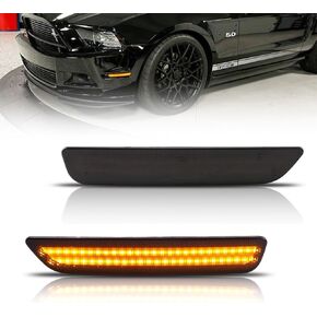 مصابيح LED جانبية للحاجز الأمامي لسيارة Fo-rd Mus-tang 2010-2014، مصابيح علامة جانبية بعدسة شفافة Mus-tang، [فائقة السطوع] علامات جانبية LED بيضاء أضواء إشارة الانعطاف، قطعتان in Kuwait