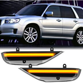 [2pcs] LED Side Mirror Sequential Turn Signal Lights for Subaru Forester Legacy Outback 2003-2008,Tribeca B9 2006 Assemely-Smoked Lens