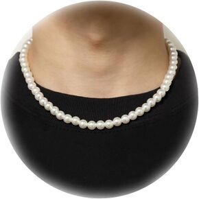 Pearl Necklace for Men Round White Pearl Choker Necklace for Women 6mm-10mm Pearl Necklace Jewelry Gift
