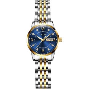 Watches for Women Silver Fashion Dainty Diamond Scale Dress Waterproof Womens Watch with Date Day Stainless Steel Analog Quartz Ladies Watches Two Tone Small Women's Wrist Watches