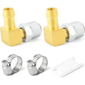 GASHER 2PCS Brass Brake Line 90 Degree Elbow Hose Fittings 3/8" Barb x 5/8-18" NPT Male With Nut