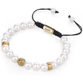 GAVU Compass Bracelet for Men, Surfer Bracelet Men's Beaded Bracelet Pearl Bracelet for Men