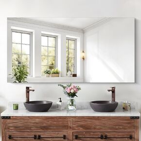 Large Frameless Mirror,48x48 Inch Square Bathroom Vanity Mirror for Over Sink, Upgraded Shatterproof Unframed Design for Bedroom, Living Room, Entryway