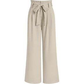 2024 Women's Wide Leg Pants Paperbag High Waisted Business Work Casual Trousers with Removable Belt