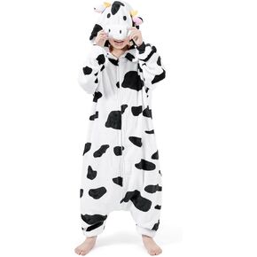 GALLETY Cow Costume - Unisex Child Animals Onepiece with Zipper -Plush Dairy Cow Onesie Costume Suitable for Party