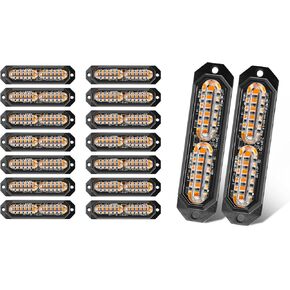Led Grille Lights for Trucks, 12 Amber Led, Emergency Surface Mount Grill Strobe Light, Mini Warning Flashing Bar, Upgraded Waterproof for Dodge Ford Toyota Tacoma Trucks, 16PC Pack