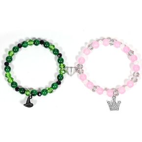 AICase Wicked Friendship Bracelets,Wicked Merch Elphaba Galinda Friendship Matching Bracelets Bff Witch Hat Crown Charms Jewelry Accessories,Movie Stuff Musical Merch for Fans -Valentine's Day Gifts