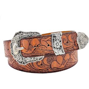Cowgirl Belt Western Belt for Women Men Floral Cowboy Belts with Buckle Carving Leather Country Belt for Jeans Pants