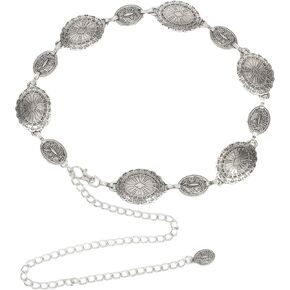 Women Western Boho Chain Belts Western Country Metal Belt Adjustable for Dresses Jeans Country Concert Outfit