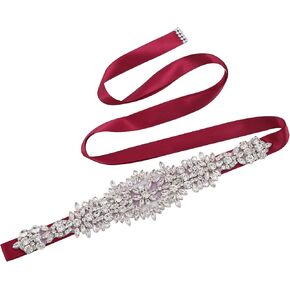 Bridal Belt Handmade Wedding Sash Belt with Rhinestones Crystal Pearls for Bridal Bridesmaid Gowns