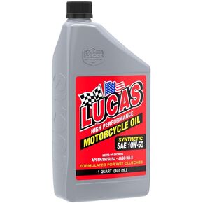Lucas Oil 10716 High Performance Synthetic SAE 10W-50 Motorcycle Oil - 1 Quart (Pack of 6)