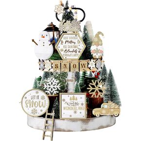 maitys 21 جهاز كمبيوتر شخصى الشتاء صينية ديكور مجموعة الخريف ندفة الثلج جنوم شاحنة الخشب علامة ريفي مزرعة ديكور مرحبا الشتاء الخشب حبة الزخرفية منضدية علامة لعطلة الجدول الشتاء in Kuwait