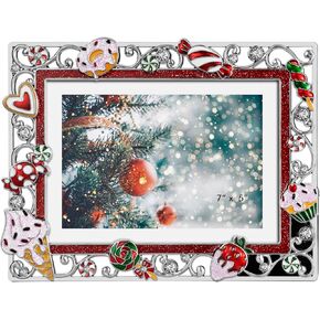 5x7 Christmas Picture Frame Ice Cream Metal Candy Photo Frame 2024 Merry Christmas Decorative Holiday Gifts Winter Style (Red)