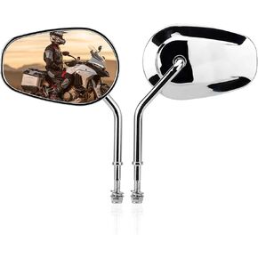 Universal 8mm 10mm Harley Motorcycle Mirrors Compatible with Harley OX1358 for Road King Street Bike Touring Sportster Cruiser 360 Degree Adjustable Adventure Motorcycle Side Mirrors (Back)